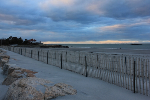 cloudy beach in cohasset, ma